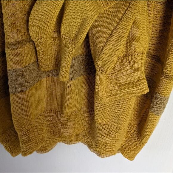VINTAGE mustard yellow cotton blend oversized crew neck sweater ananace Small F1 - Picture 5 of 9